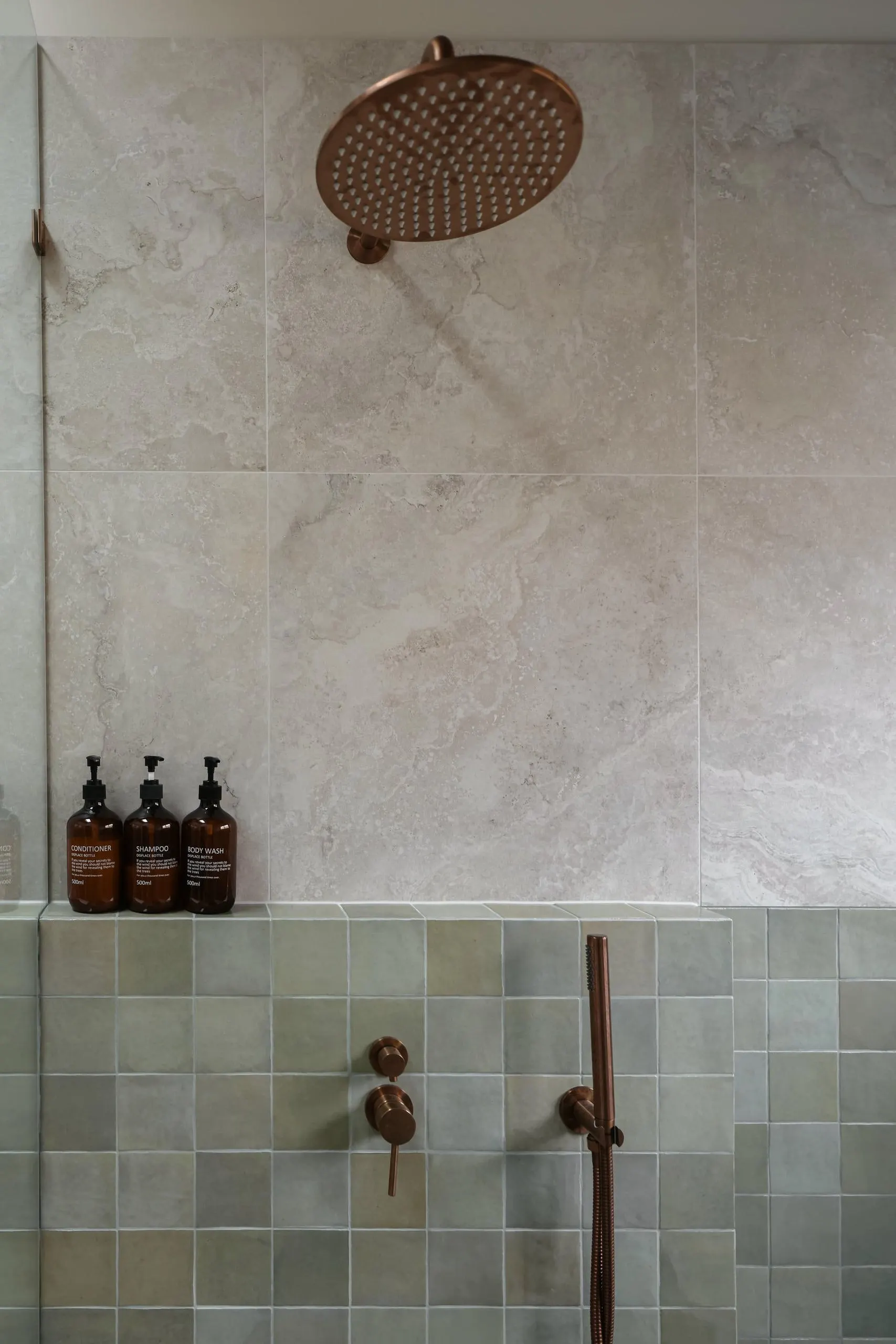 Bathroom shower in the Coastal Retreat project, Bateau Bay, Central Coast, by Clove Interiors