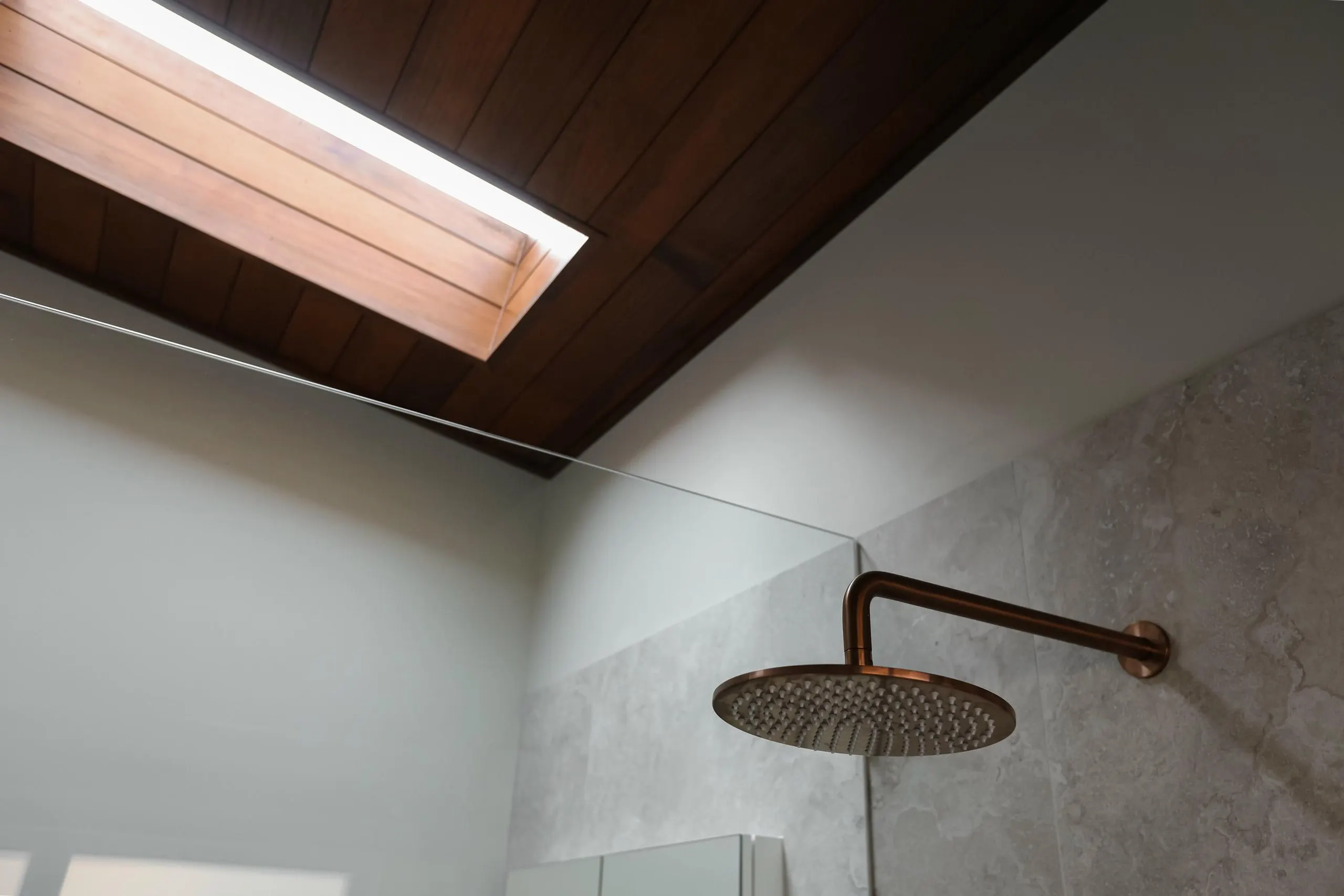 Bathroom shower in the Coastal Retreat project, Bateau Bay, Central Coast, by Clove Interiors