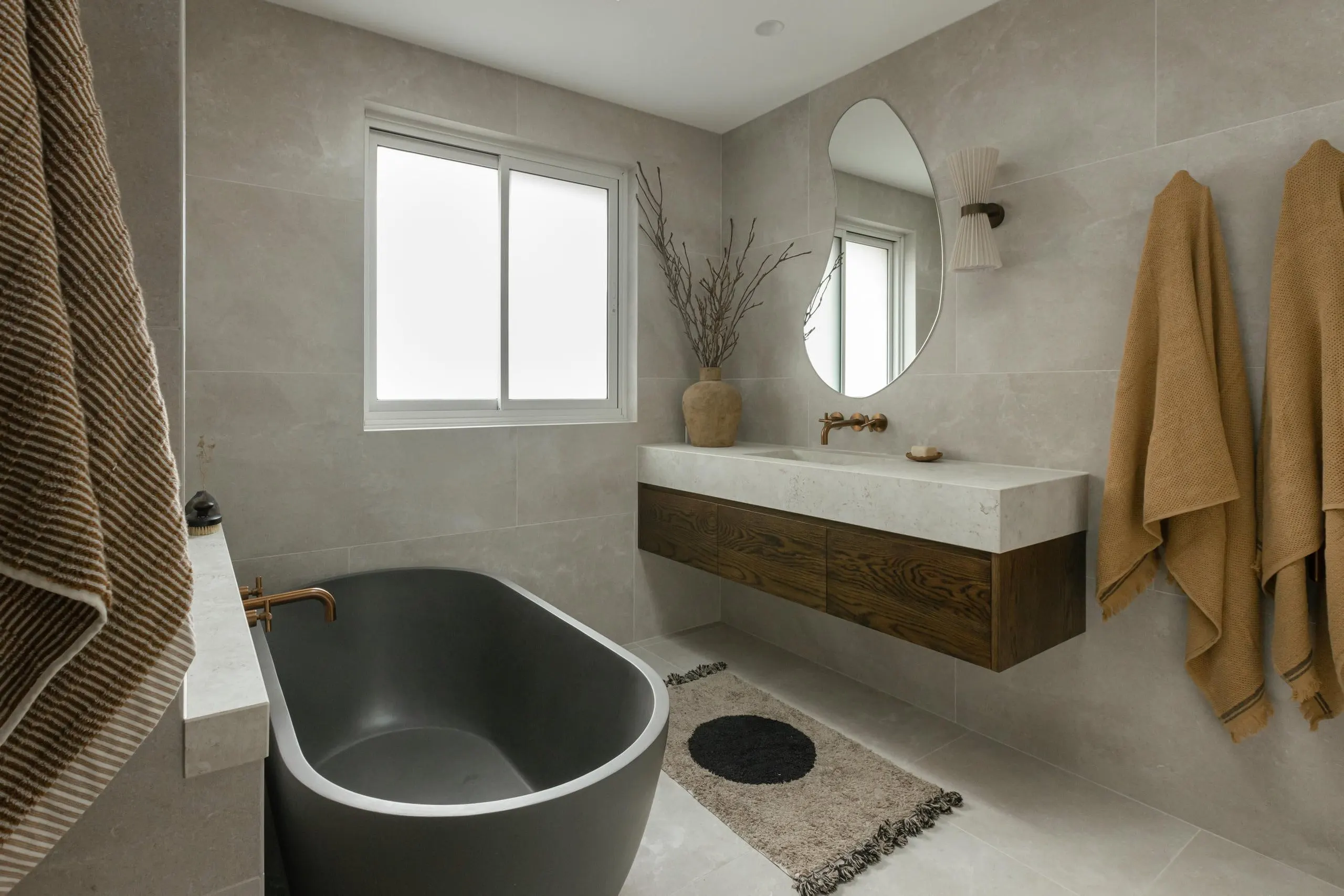 Bathroom tub vanity in the Driftmere project, the Central Coast, by Clove Interiors