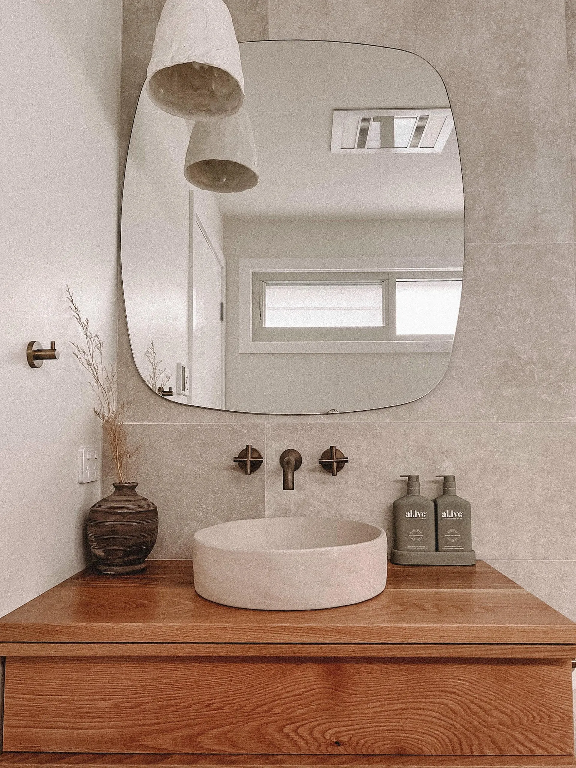 Bathroom vanity in the Havenridge project, the Central Coast, by Clove Interiors