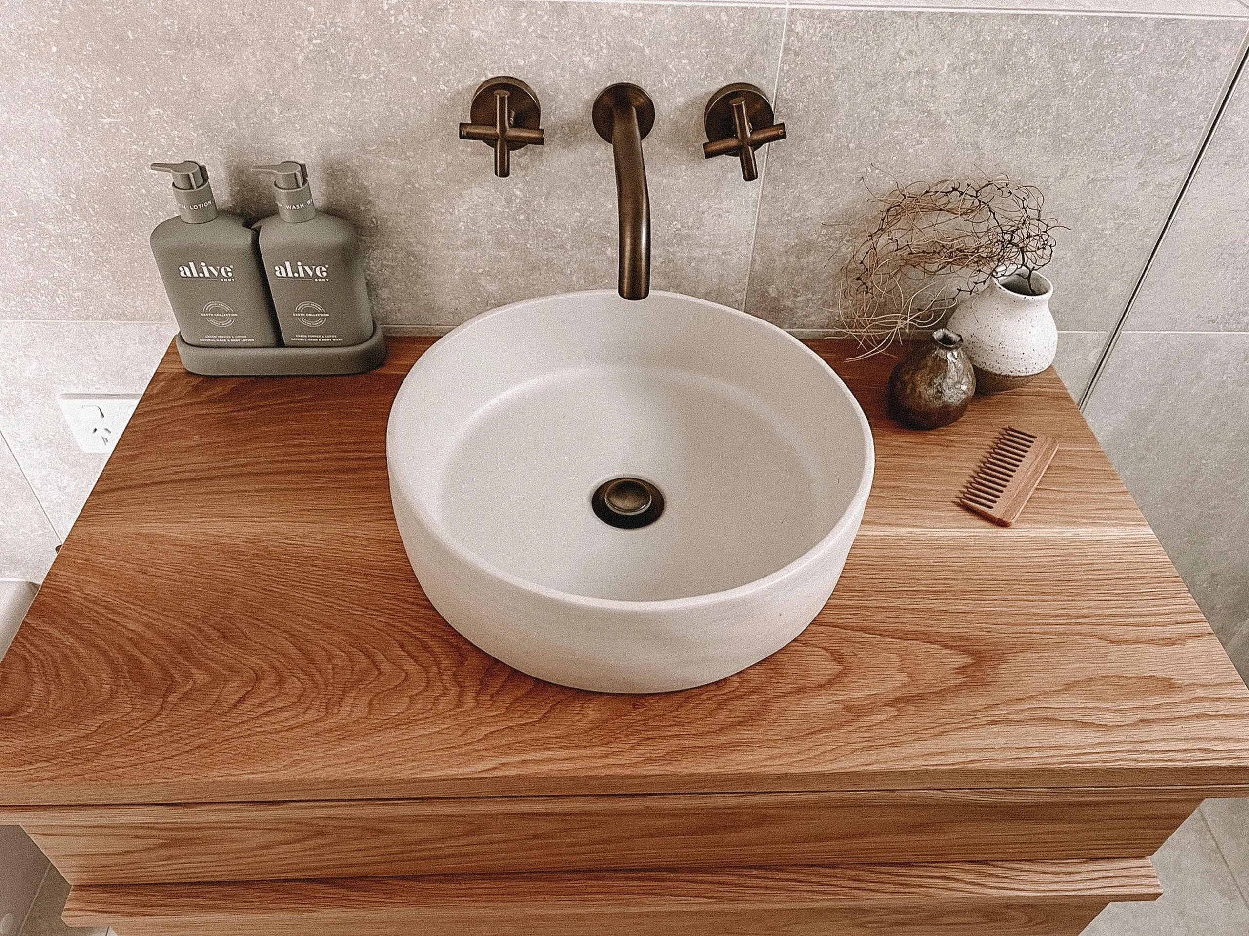 Bathroom vanity in the Havenridge project, the Central Coast, by Clove Interiors
