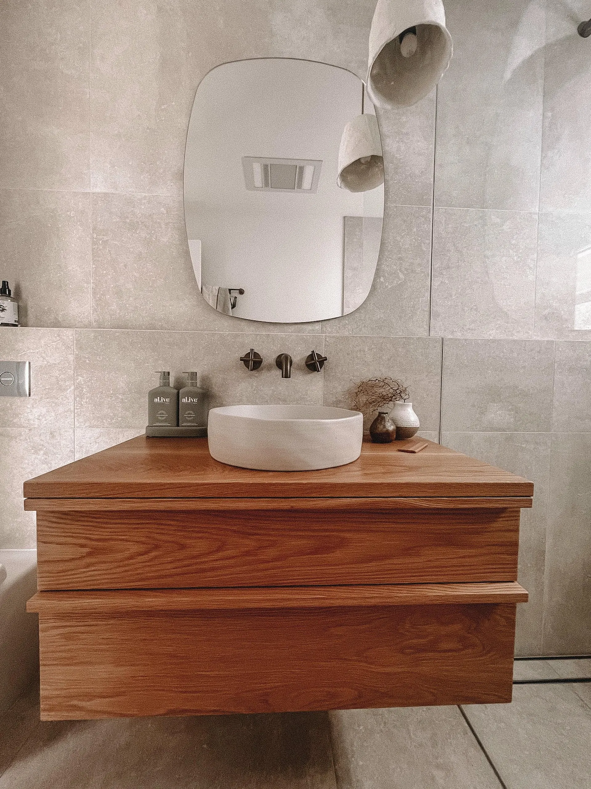 Bathroom vanity in the Havenridge project, the Central Coast, by Clove Interiors