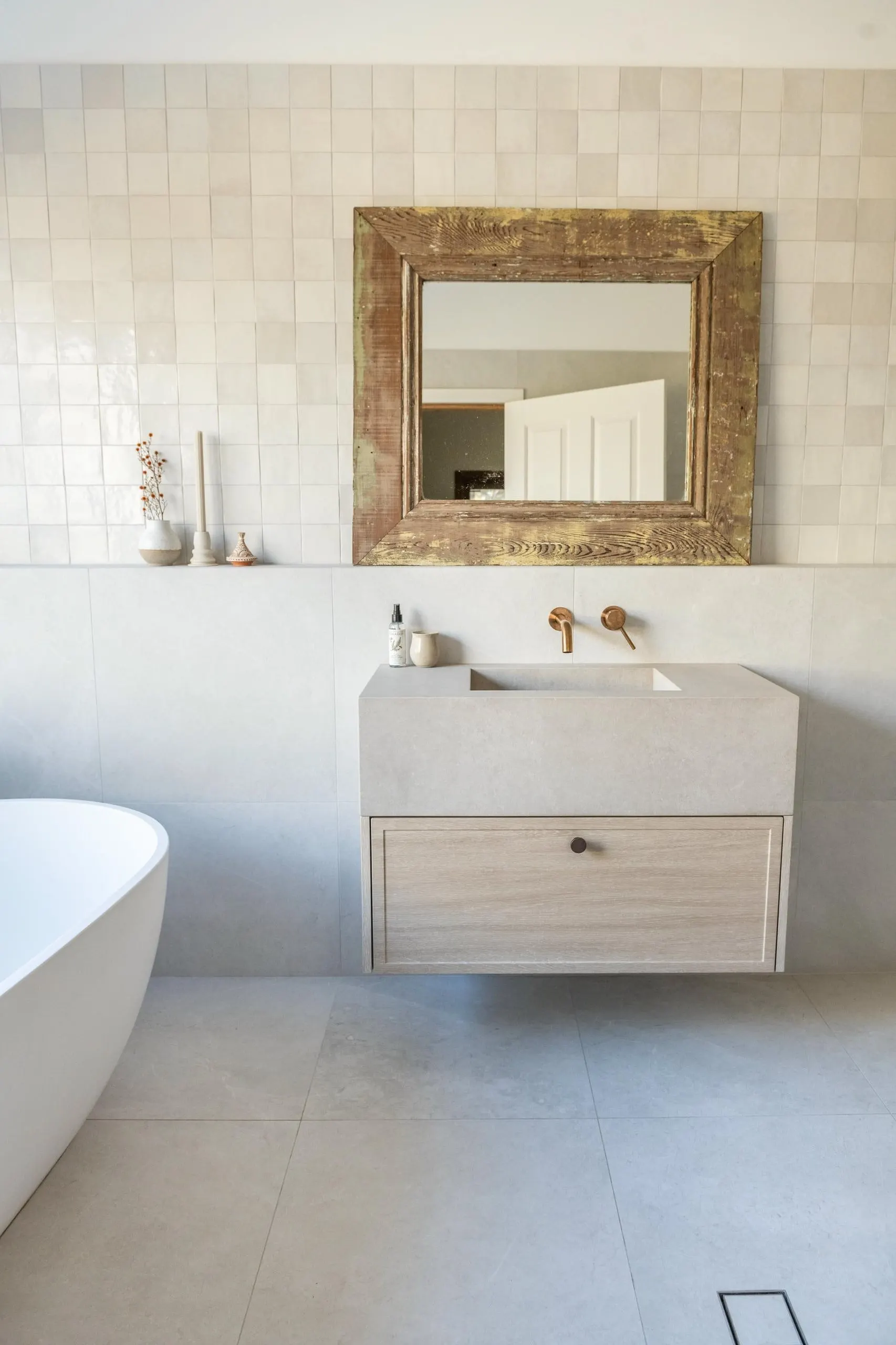 Bathroom vanity in the Nirvana project, Long Jetty, Central Coast, by Clove Interiors