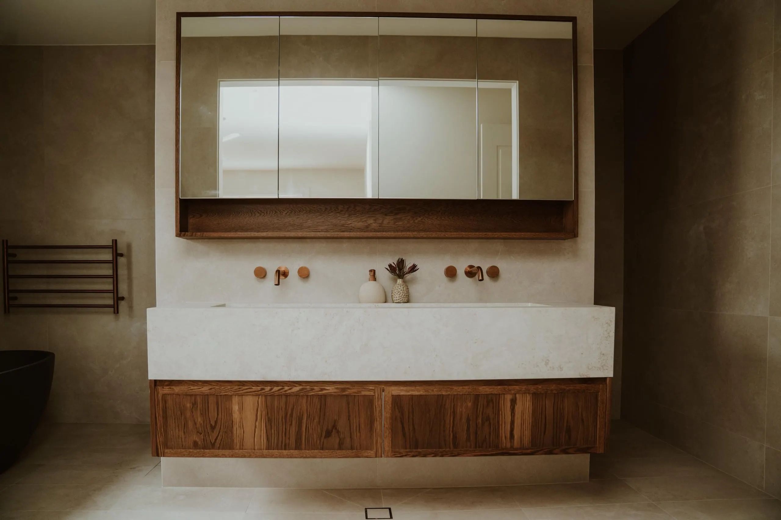 Bathroom vanity in the Terrace View project, Terrigal, Central Coast, by Clove Interiors
