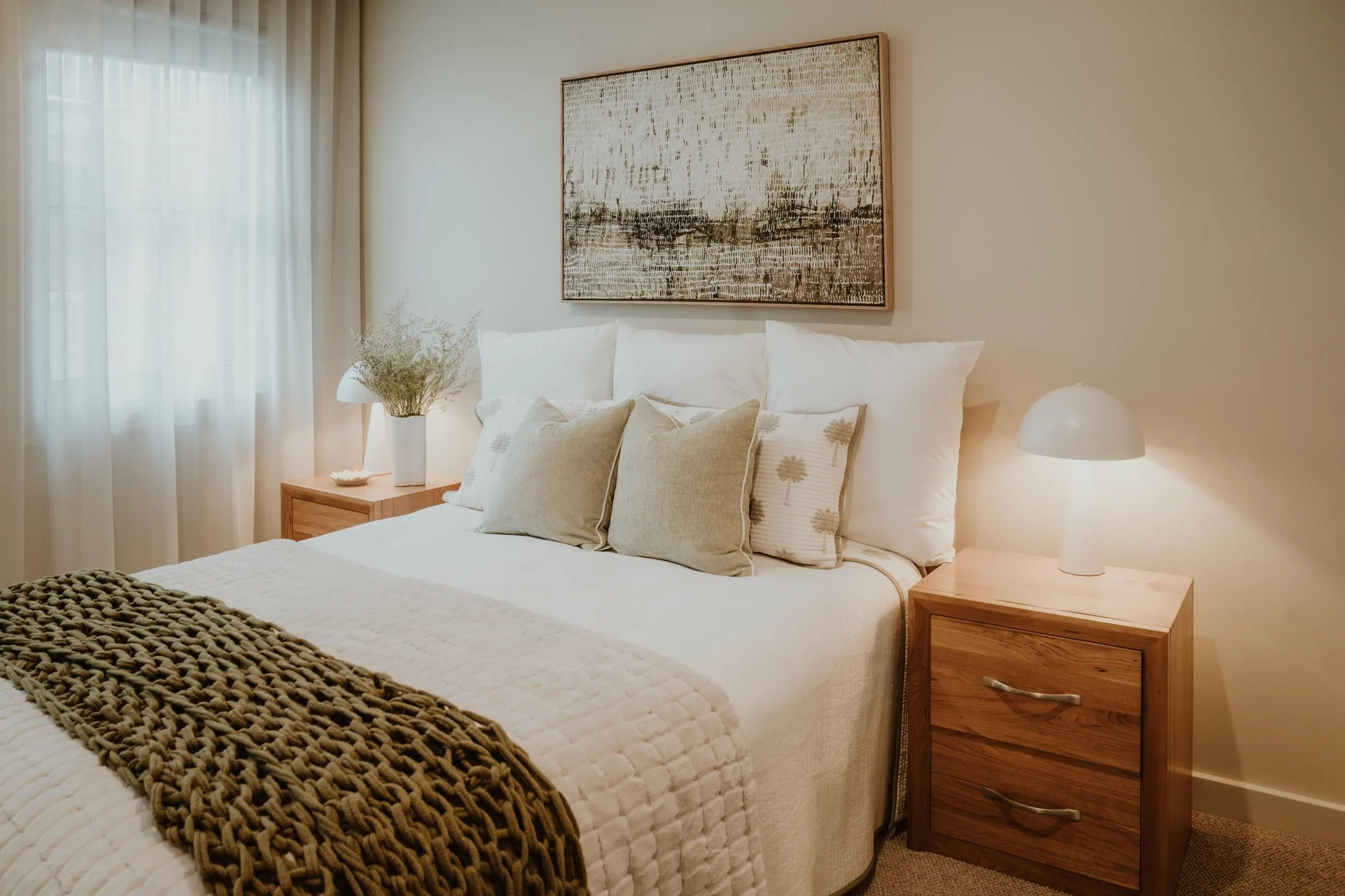 Bedroom in the Terrace View project, Terrigal, Central Coast, by Clove Interiors
