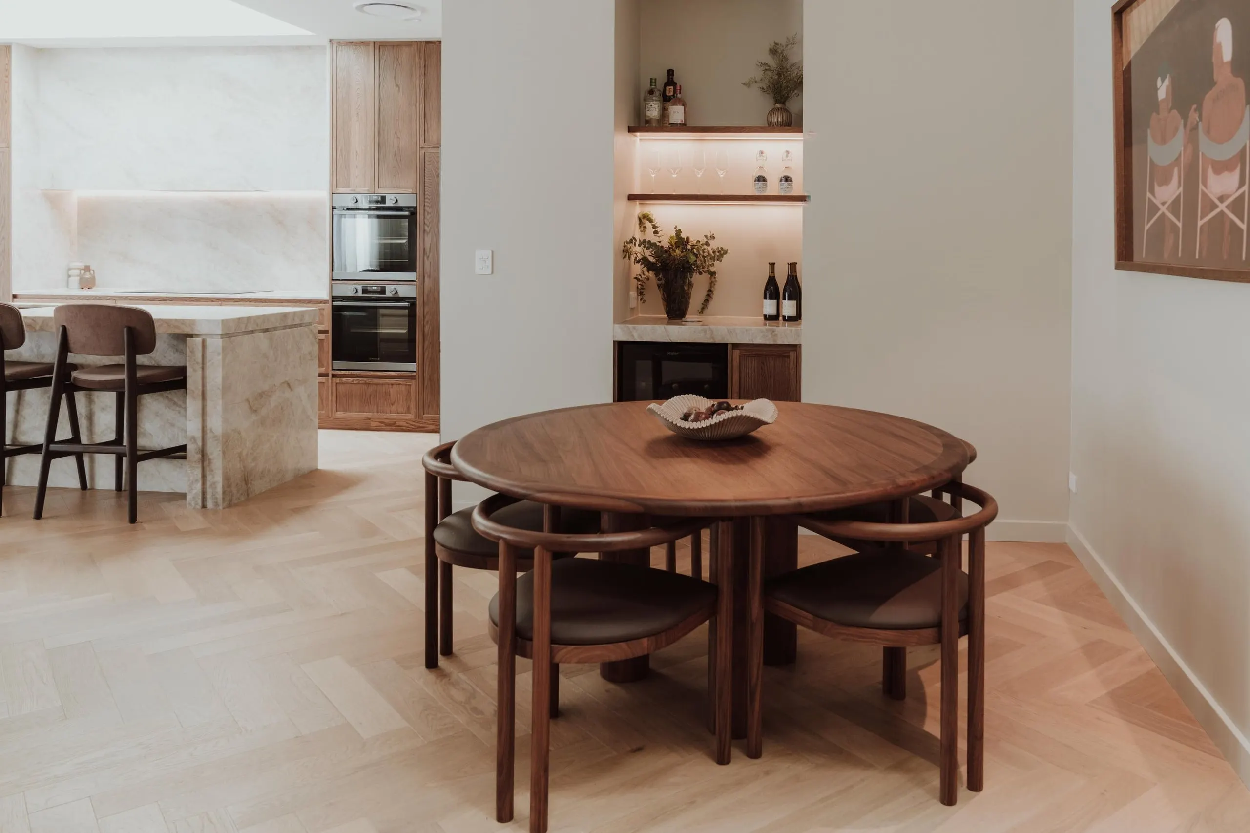 Dining room in the Terrace View project, Terrigal, Central Coast, by Clove Interiors