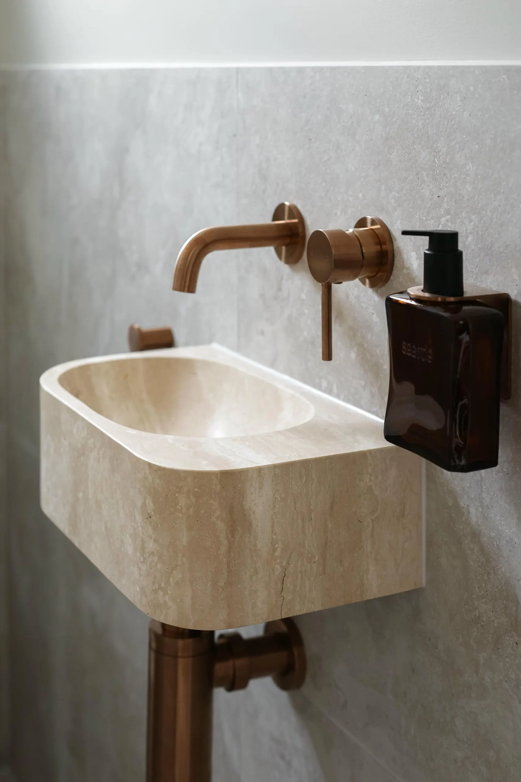 Powder room vanity in the Coastal Retreat project, Bateau Bay, Central Coast, by Clove Interiors